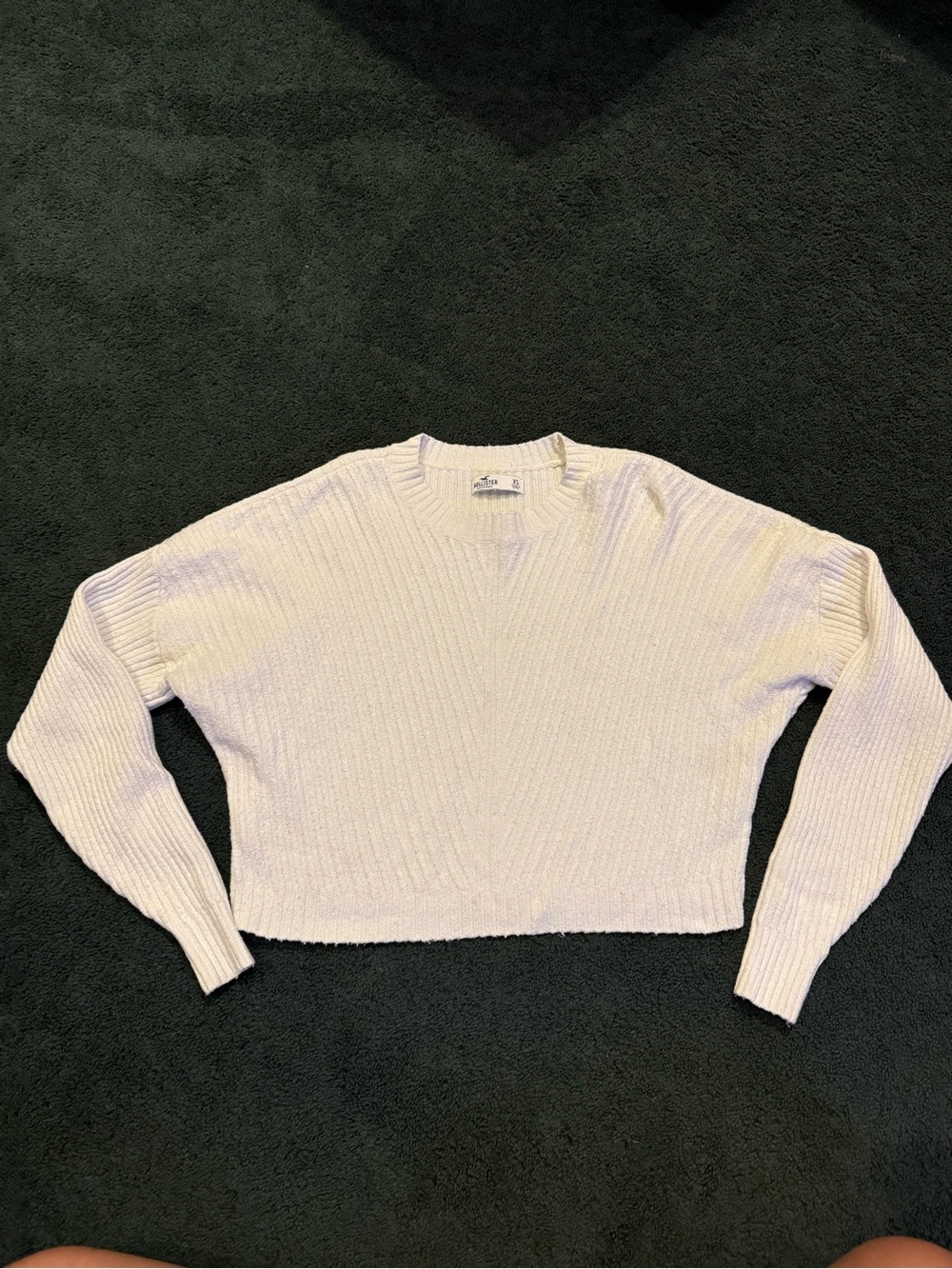 Hollister Cozy white Ribbed Crewneck Sweater
